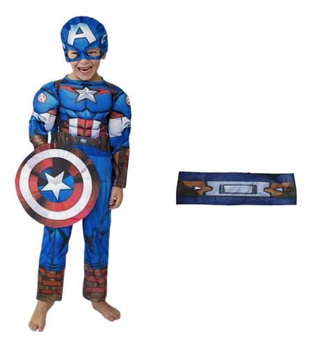 Disfraz Capitan America Marvel Con Musculos + Cinturón