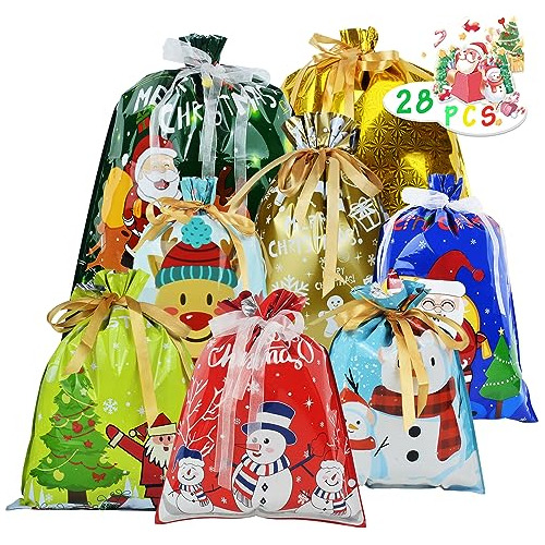 Bolsas De Regalo Cordón De Navidad, 28 Piezas, Tamaño...