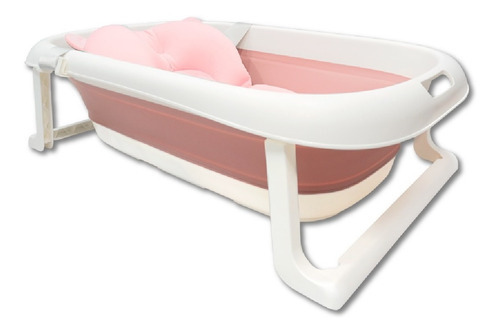Bañera Para Bebe Tina De Baño Plegable Con Cojin Soporte Color Rosa