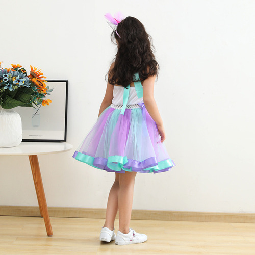 Vestido Tutú Princesa Ariel Sirenita Con Diadema 2023