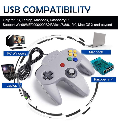 Joysticks Miadore Classic N64 Con Cable Usb, 2 Unidades