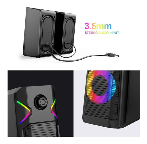 Imagen 6 de 7 de Parlantes Usb Gamer 2.0 Iluminación Rgb Havit Hv-sk201