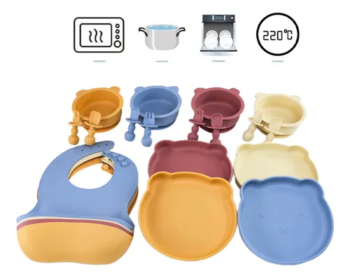 Set De Alimentación Silicona Platos Bebé - 5 Piezas