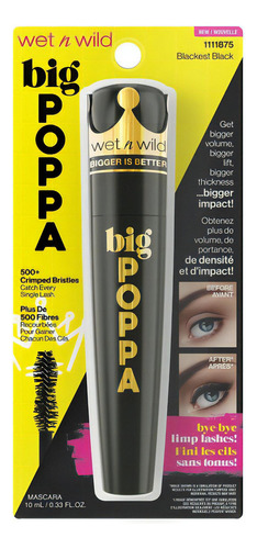 Mascara Pestañas Wet & Wild Big Poppa 10ml Color Blackest Black