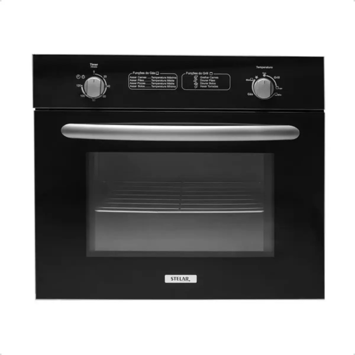 Forno a gás GLP de embutir Stelar Napoli De 46 Litros Cor Preto