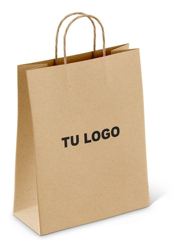 100 Bolsas Papel Kraft Personalizadas 25cms X 20cms X 8cms