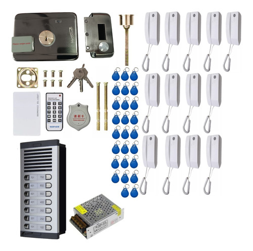 Kit Citofonía 13 Aptos + Cerradura Eléctrica + 26 Tag Hycomm