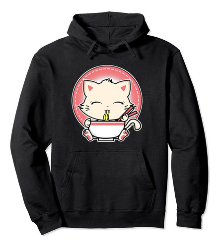 Hermosa Sudadera Estilo Japones Gatito Kawai Comiendo Ramen