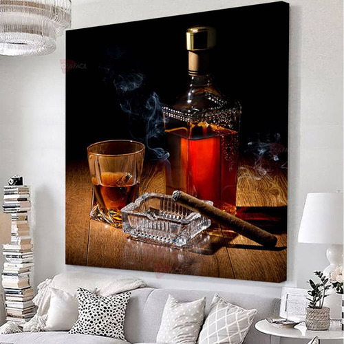 Cuadro Bebida Whisky Canvas Grueso 120x120cm