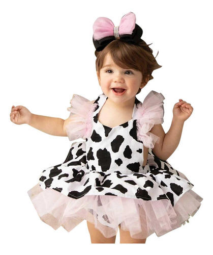 Vestido Tipo Mameluco Para Niñas Pequeñas, Vestido De Vaca P