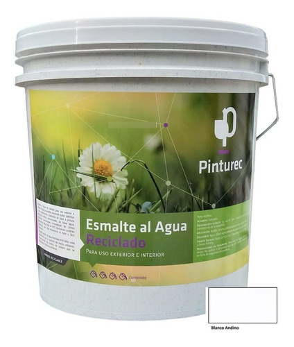 Esmalte Al Agua Reciclado Pinturec Blanco Andino 4 Galones