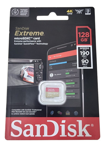 Cartão De Memória Sandisk Extreme 128gb 4k V30 A2 Original
