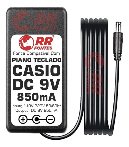 Fonte Carregador 9v Piano Teclado Casiotone Casio Ctk Mt Lk