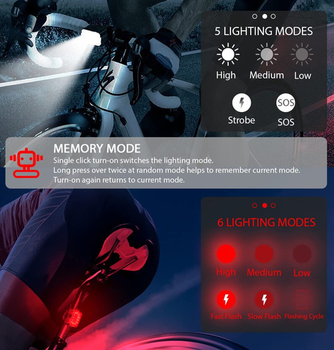 Luces Led Delanteras Y Trasera De Bicicleta Recargables Ip65