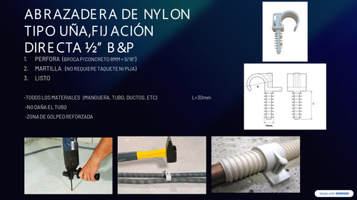 Abrazadera Tipo Uña 1/2 Pulgada 100 Pzs Calidad Premium