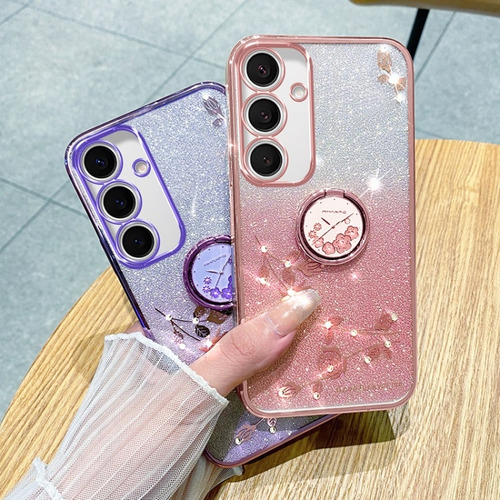 Funda Con Brillo Y Flores Eternas Para Samsung, Con Soporte