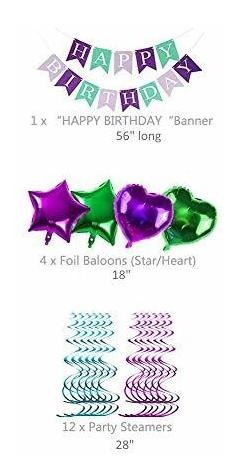 Banner De Feliz Cumpleaños De Sirena Y Suministros De Decor