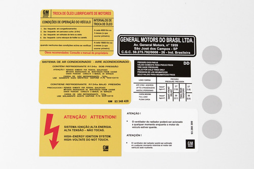 Kit Adesivos Etiquetas Motor Chevrolet Agile Astra Etmt1