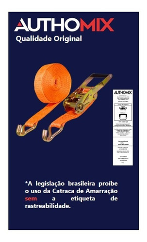 Cinta Catraca De Amarração Carga 1,5 T Authomix Cor Laranja