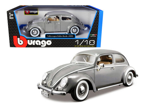 Modelo Automovil Fundido Presion 1955 Vw Kafer Beetle Gris