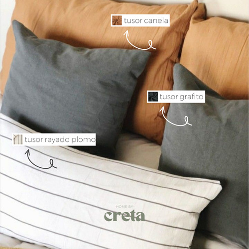 Pack X2 - Fundas Almohadon Tusor 50x70 (varios Colores) Rayado Plomo Funda Tusor