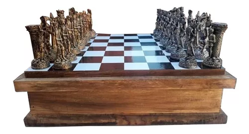 Jogo de Xadrez Medieval Coleção Temático Completo Grande