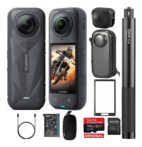 Câmera Insta360 X5 8k 5.7k + Kit Completo - Oficial Brasil Preto