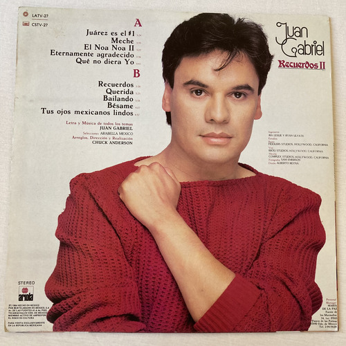 Juan Gabriel / Recuerdos Ii Vinilo 1984 Mx Impecable (Usado)
