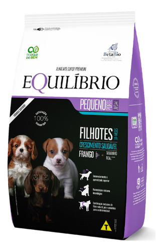 Equilibrio Ração Cães Filhotes Pequeno Frango 7,5kg