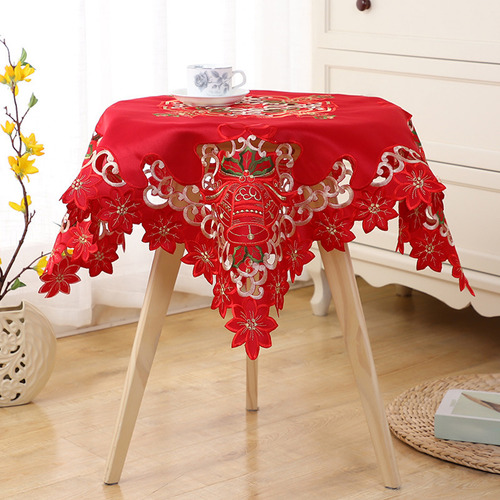 Mantel Rojo Navideño Redondo Para Evitar Ensuciar Holiday G