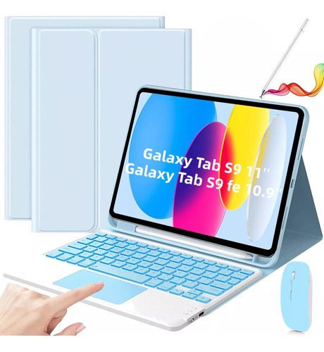 Funda Mouse Teclado Con Ñ+lápiz Para Galaxy Tab S9/s9fe