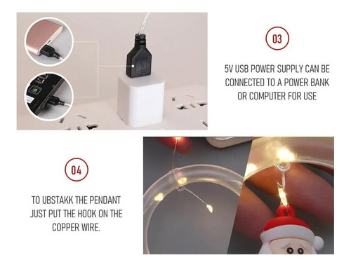 A Luces Decoración De Navidad Led Luces Santa Claus Usb 3m