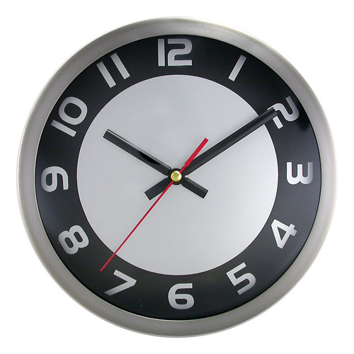 Timekeeper Reloj De Pared De Metal Cepillado, 9  Redondo, Pl