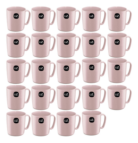 Conjunto 24 Canecas Plásticas Escolares 400ml Cada Uz Rosa C