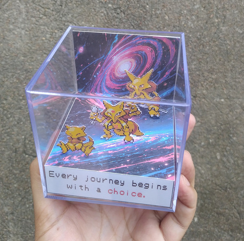 Cubo Diorama Pokemon Evolução Abra, Kadabra, Alakazam