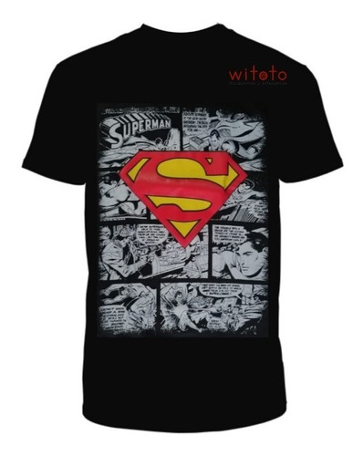 Camiseta Hombre Comic Superman Negra