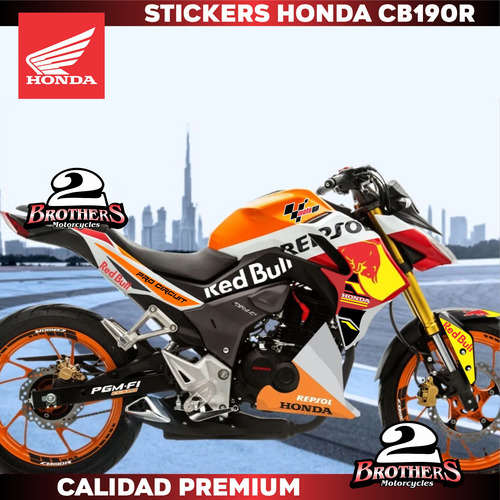 Kit Stickers Calcomanías Honda Repsol Cb190 Reflejante Neón