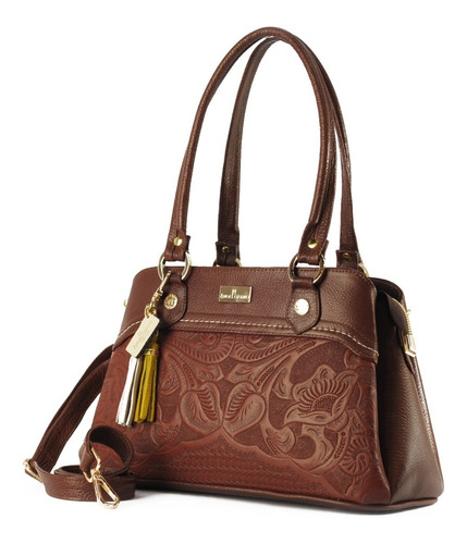 Imagen 6 de 8 de Bolso De Piel Con Grabado Tipo Cincelado Bolsa De Dama Mujer