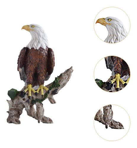 Perching Bald Eagle Statue Resin Ornament Decorative