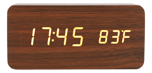 Reloj Electrónico Digital Led Con Alarma De Madera, 3 Nivele