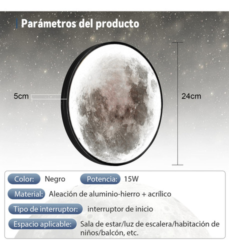 Lámpara De Pared Led Decorativa De Techo Moderna De Luna