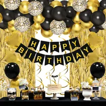 Comprar Kit Cortina Globos Negro Oro Decoración De Cumpleaños 30th 40th 50th Decoración de fondo de fiesta con globos Globos Estrella Metálicos Varios tamaños
