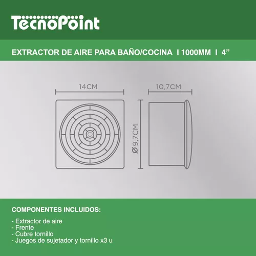 Extractor De Aire Baño Kudu Silencioso 4 Pulgadas 10 Cm