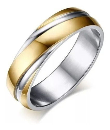 Anillo Acero Inoxidable Dorado Alta Calidad Compromiso Boda