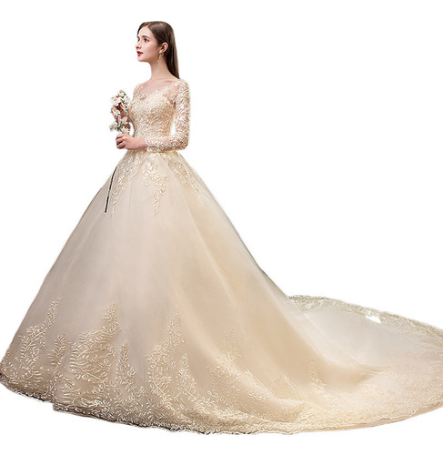 Vestido De Novia Francés Ligero 2023 New Bridal De Manga Lar