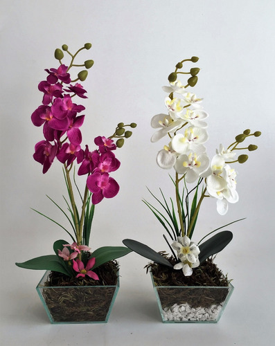 Arranjo Orquídeas Artificiais Vaso Vidro - Par Frete Grátis | Parcelamento  sem juros