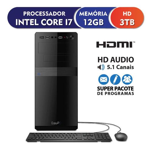 Computador Desktop Pc Cpu Intel Core I7 12gb Hd 3tb Hdmi