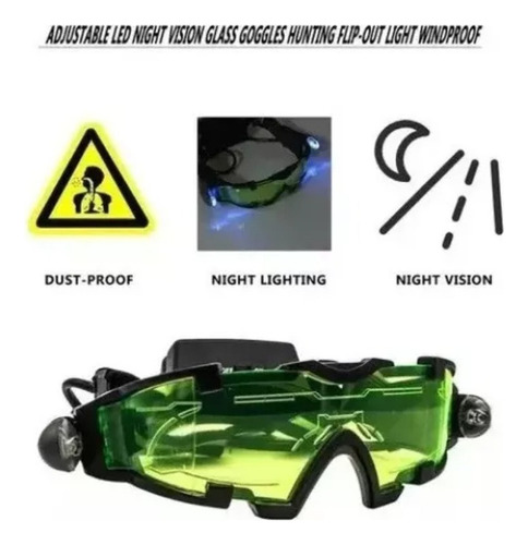 Óculos De Visão Noturna Led Com Lentes Coloridas E À Prova