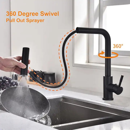 Llave Lavaplatos Negro Flexible 3 Funciones