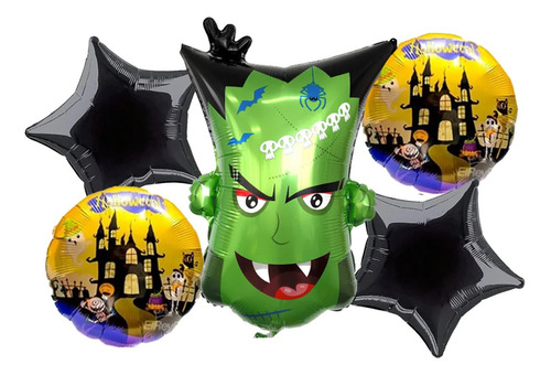 Globos Halloween Decoración Frankenstein 5 Piezas Leoween7